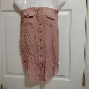 Poetry Mauve Boho Tube Top/ wooden Button Detail Small